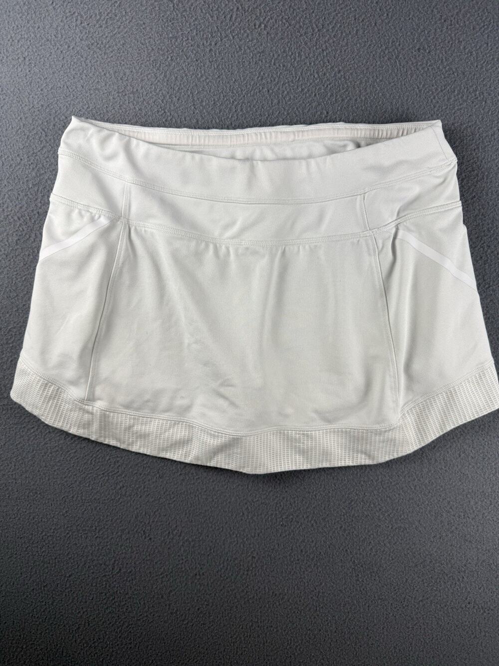 Athleta Run With It Skort Size L White Color Stretch Breathable Pocket Mini 15"